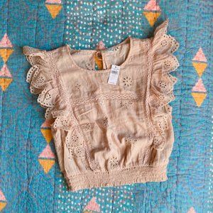 NWT Aerie Eyelet Tank with Crop and Ruffle Sleeves size XS